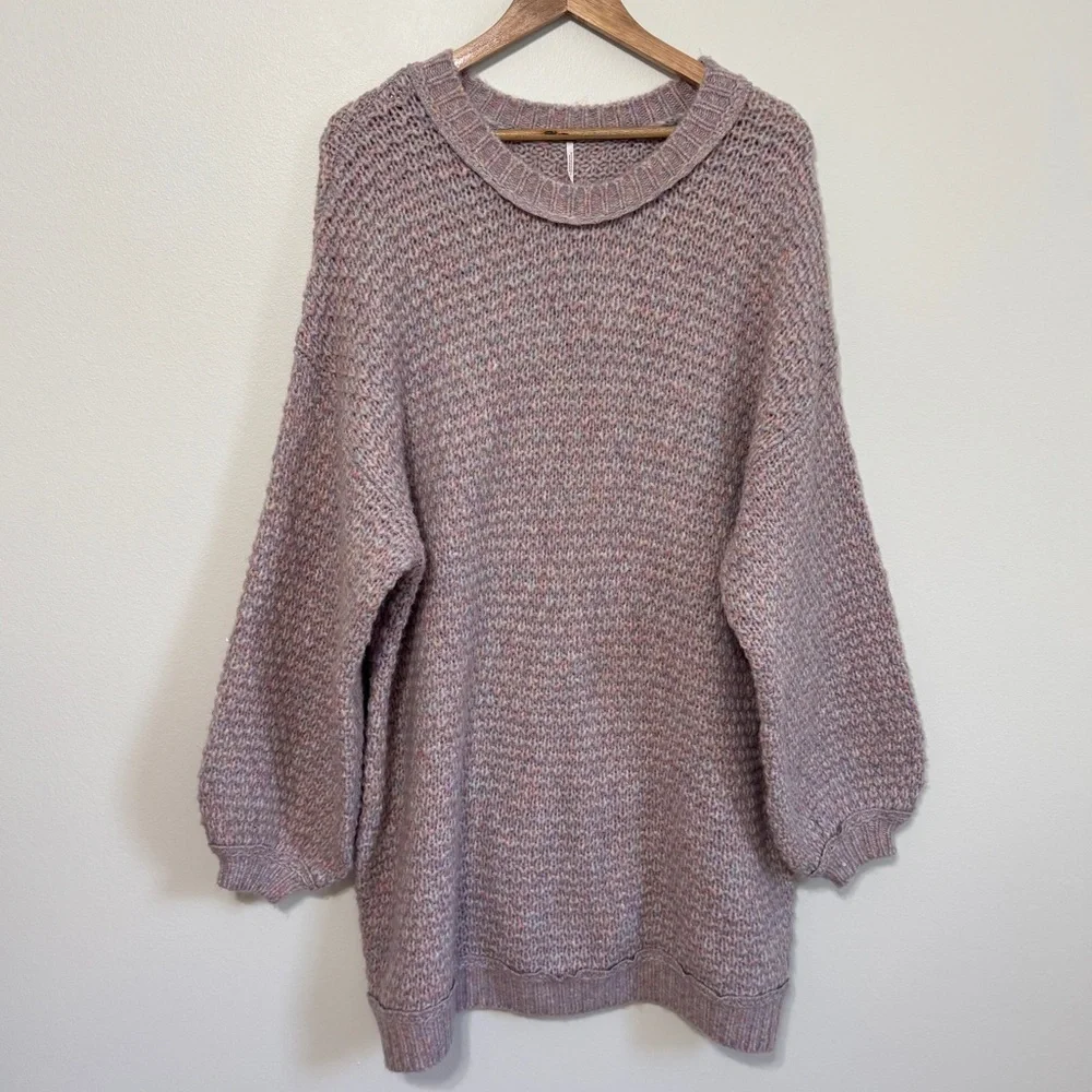 Free People Lola Sweater Mini Dress Size Medium Purple Fall Winter